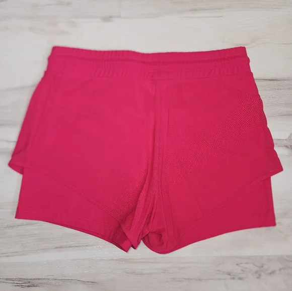 Savvi Aria Mesh Double Layer Athletic Running Shorts Hot Pink Neon Size Medium M - Picture 6 of 10